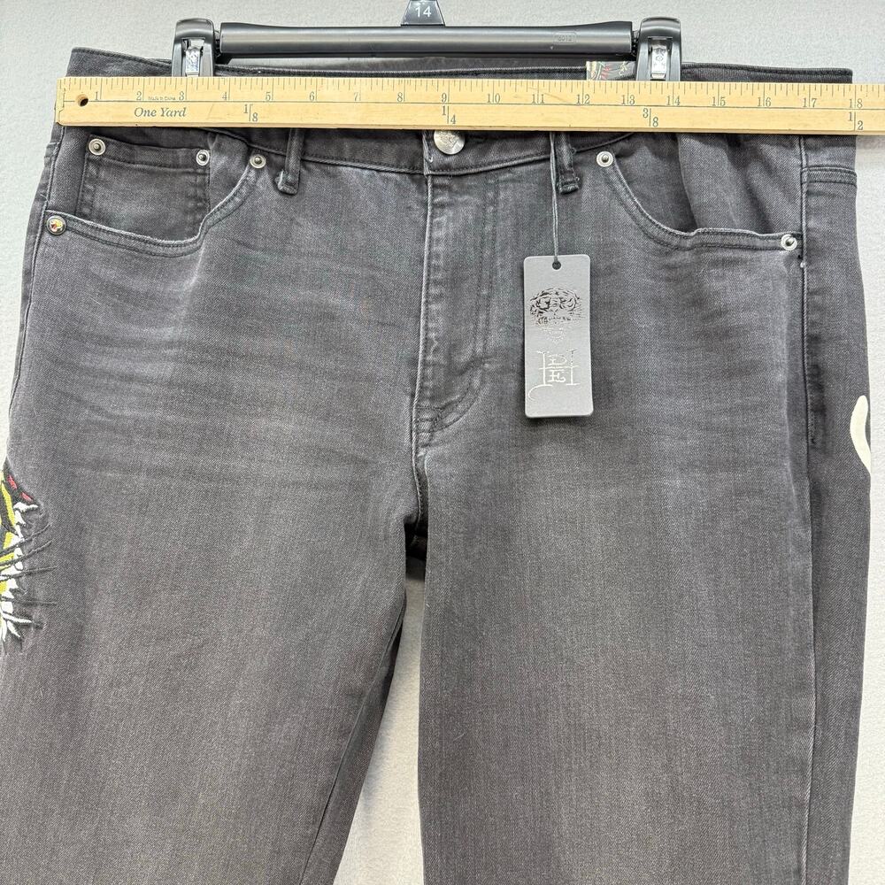 Ed Hardy Jeans Women's 32 (14) Black Embroidered Tiger Slim Flare Y2K Streetwear - Picture 12 of 16